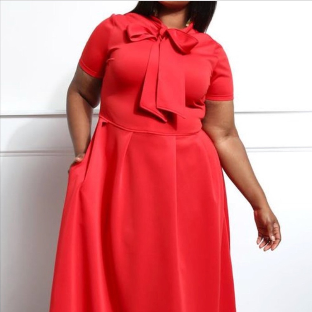 Red bow tie dress with pockets ❤️👏🏾😘🙌🏾🔥